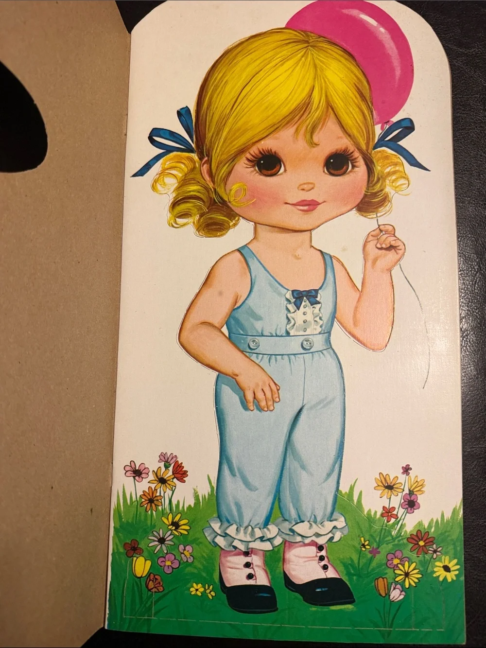 1972 AMY JO Children’s ' Paper Doll Book - Teal Dress Floral Flower Basket